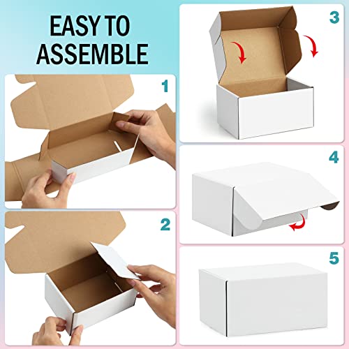 Poever Shipping Boxes 6x4x3 inches Small Mailing Boxes 25 Pack White Cardboard Corrugated Box Mailers