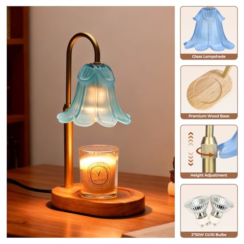 Lsctiff Candle Warmer Lamp with Timer Dimmable, Wax Melt Warmer Adjustable Height, Flower Warmer Lamp with 2 Bulbs for Jar...