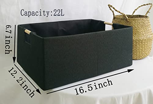 FUULOXE Storage Bin for Shelves Rectangle Closet Baskets Foldable Box with Handles Black Storage Boxes for Home Office Car...