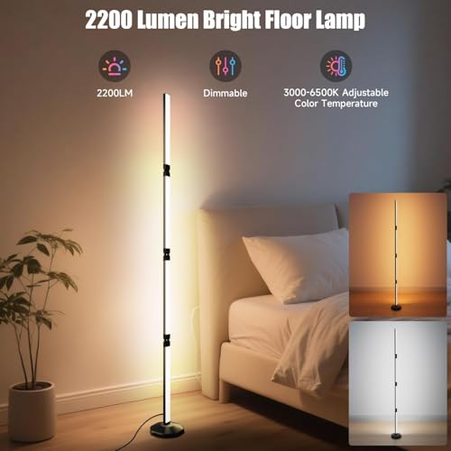 Electight Corner Floor Lamp-2200 Lumen Smart Lamp with App and Remote Control, Lamp can be Folded 360°, Music Sync and 16 ...