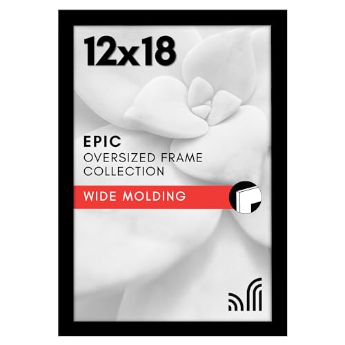 Americanflat 12x18 Poster Frame with Polished Plexiglass - Black Picture Frame - Wide Photo Frames Made of Engineered Wood...