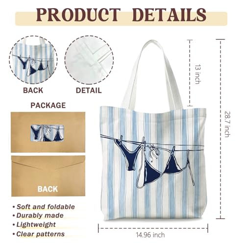 CFFJLHN Beachy Blue Coastal Tote Bag, Gifts for Women, Tote Bags for Women, Reusable Shopping Bags