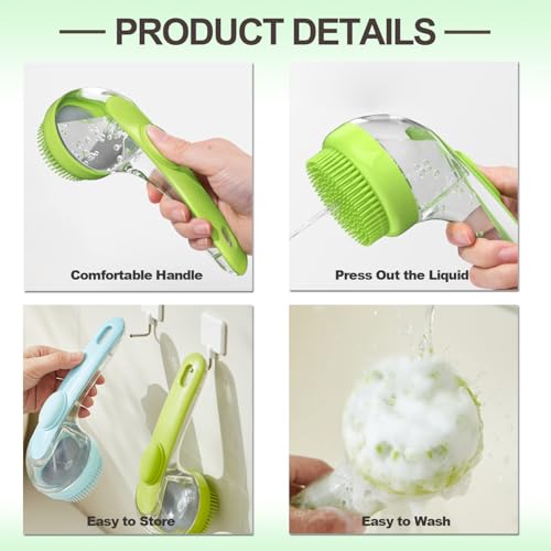 Aoche Pet Bath Brush, 2 Pack Dog Bath Brush 2 in 1 Cat Shampoo Brush with Soap Dispenser Scrubber Pet Gromming Supplies fo...