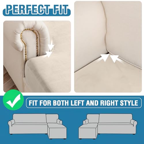 Taque Couch Cover Stretch Velvet Sofa Cushion Cover 3-Piece - Elastic Washable Slipcover for Seat or Backrest, Couch Seat ...