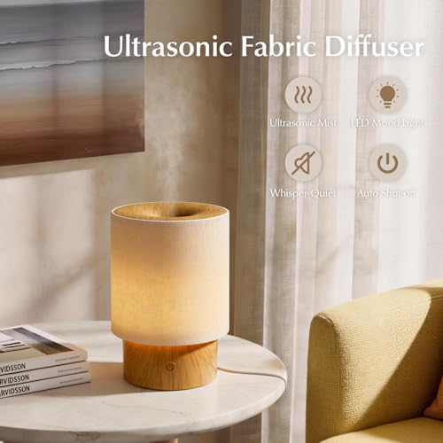 ARVIDSSON Essential Oil Diffuser with Fabric Cover, 100ml Aromatherapy Diffuser for Home, Ultrasonic Diffuser with Night L...