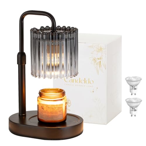 Candeldo Candle Warmer Lamp with Timer: Black Candle Warming Lamp Height Adjustable Wax Melt Warmer Dimmable Modern Farmho...