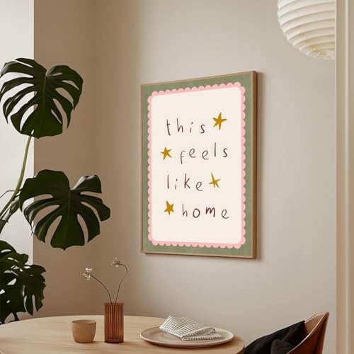 KAQNMY Minimalist Wall Art Poster Warm Healing and Cozy Home Decor Print Cute Family Sign Wall Art This Feels Like Home Pr...