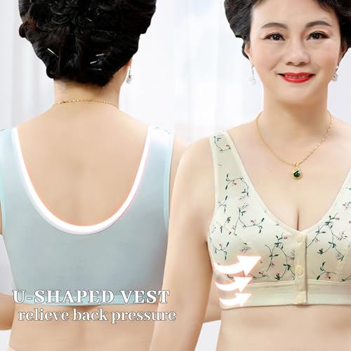 Front Button Bra Front Closure Everyday Sports Bras Convenient Snap Sleep Bra Women Comfort Wireless Cotton Bras for Women