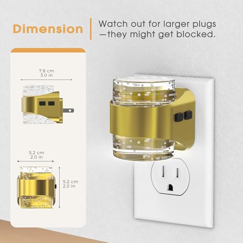 Briignite Night Light 2 Pack, Dimmable Night Lights Plug Into Wall with Bubble Design 3000K/4000K/5000K & 3 Brightness Lev...