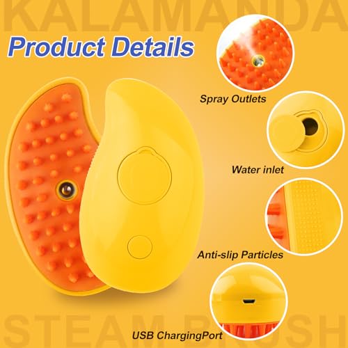 Cat Steam Brush, 3 in 1 Dog Steamy Brush Cleanser, Silicone Massage Grooming Comb, Pet Hair Cleaning Misting Comb for Cats...