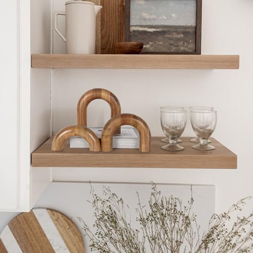 Oakrain 3 Pcs Wood Shelf Decor Aesthetic, Modern Aesthetic Home Decor Accent, Decorative Object for Coffee Table, Book She...