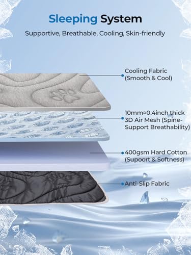 Pawhoo Dog Cooling Mat, Anti-Slip, Thick 3D Orthopedic Summer Pad for Dogs & Cats, Q-MAX > 0.5, Non-Toxic, Machine Washabl...