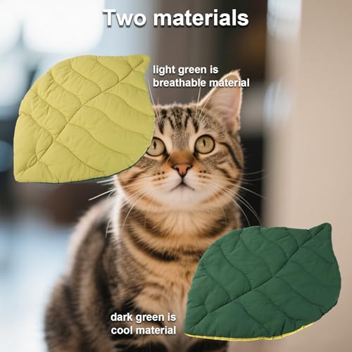 Sinbana Pet Cooling Mat, 23.62x18.11in Leaf Shaped Pads Breathable Cat Calming Pads Easy to Clean Soft Pet Cozy Mat for Ca...