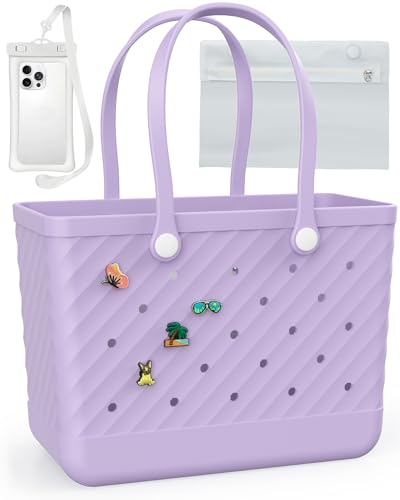 Armerssi Rubber Tote Bag for Women,Rubber Beach Bag Waterproof Sandproof Travel Pool Swim Sports