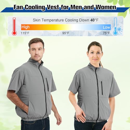 Foiueyga Cooling Vest for Men with 10000mAh Battery Pack, 4PCS Fan 7.4V Electric Cooling Air-Conditioned Clothing Vest Jacket
