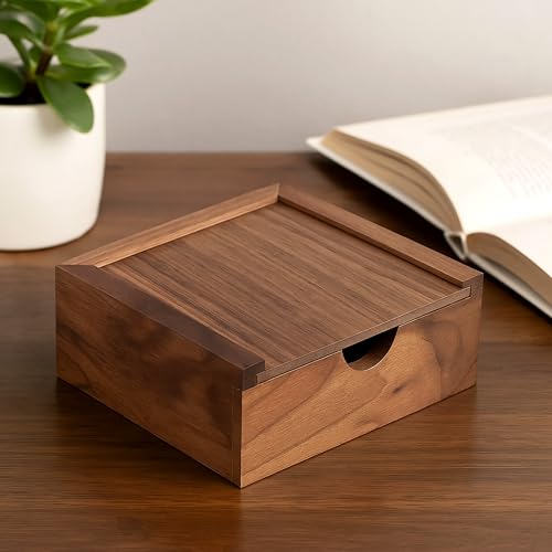 LONMAIX 3.7" x 3.7" x 1.6" Inch Walnut Jewelry Box for Rings, Earrings, Keepsakes | Wedding Gift, Elegant Present | Handcr...