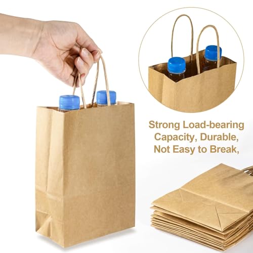 MAQIHAN Small Kraft Bags with Handles - 15 Pcs Small Kraft Paper Bags Brown Bag Paper with Candy Birthday Party Favor Craf...