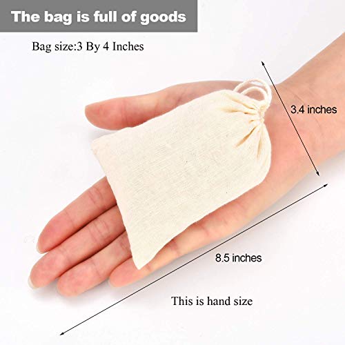 Tatuo 3 x 4 Inches Muslin Cotton Drawstring Bags Canvas Linen Sachet Bag Reusable Empty Gift Pouch for Party Home Supplies