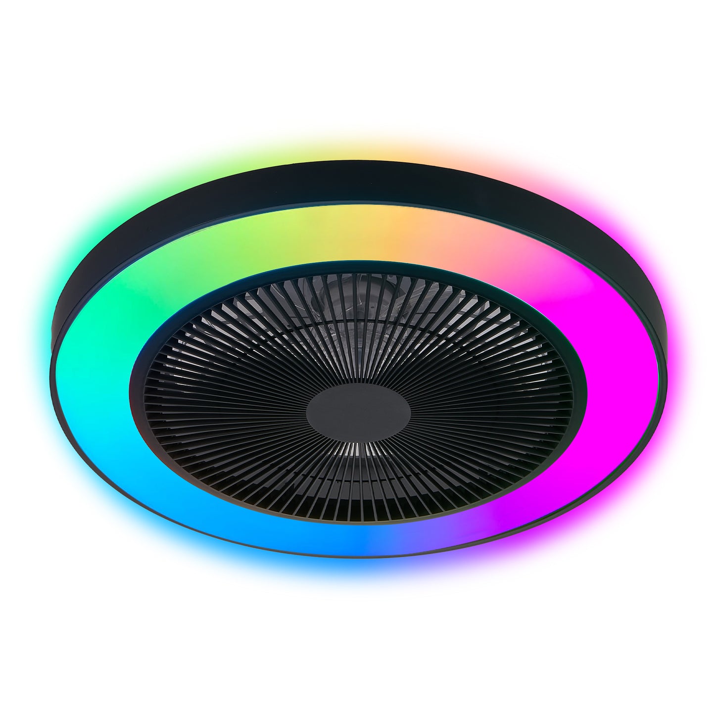 19-inch Black Ceiling Fan Light With LED RGB  Dimmable  Color-Changing, APP  Remote Control, Modern Smart Ceiling Fan For Living Room, Bedroom, And Dining Room Silent 6-Speed Reversible DC Motor