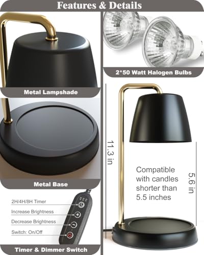 YIGEYIGE Candle Warmer Lamp with Timer and Dimmer - Electric Candle Lamp Warmer for Jar Candles - Ideal Home Decor Gift fo...
