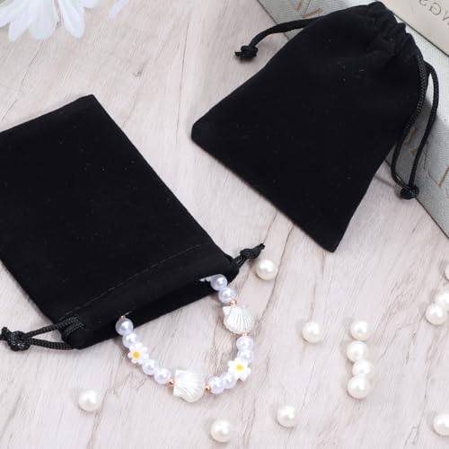 Exircy 10 Pcs Velvet Drawstring Jewelry Pouches, 2.8x3.5 In Black Gift Bags Small Cloth Bags for Wedding, Halloween Candy ...