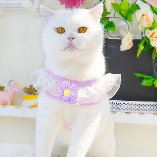 Cat Harness Collar and Leash Set, Sweet Lace Floral Kitten Collar, Escape Proof Puppy Chest Harness, Adjustable Cute Harne...