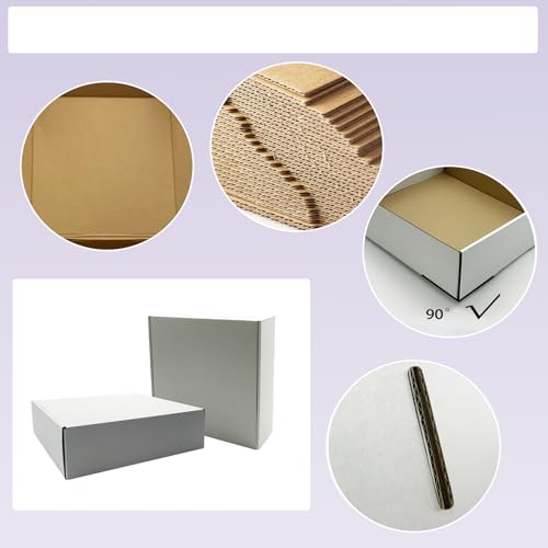 11x9.6x3 Inches White Shipping Boxes Set of 25，Cardboard Boxes Recyclable Corrugated Boxes Mailers for Small Business, Tra...