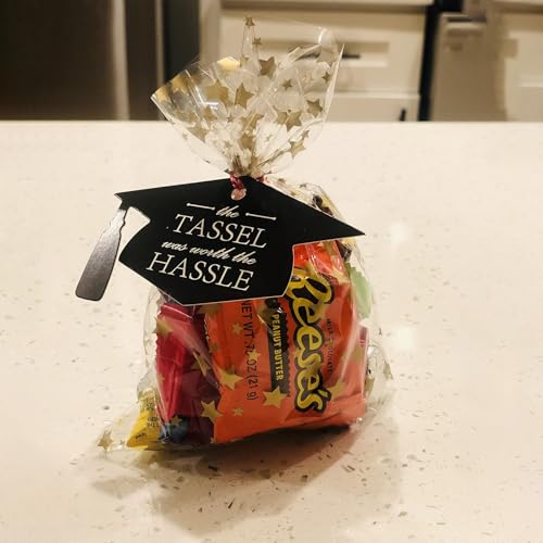 COQOFA 100 Pcs Star Printed 5"X 7" Gift Wrap Cello Cellophane Treat Bags Party Favor bags Clear Candy Cookie Bag Plastic P...