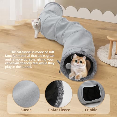 TSEB4TEP Cat Tunnel, Indoor Cat Toy, Roller Track Cat Toy, Collapsible S-Shaped Play Tube, 10.5 Inch Diameter Maze Cats Ho...