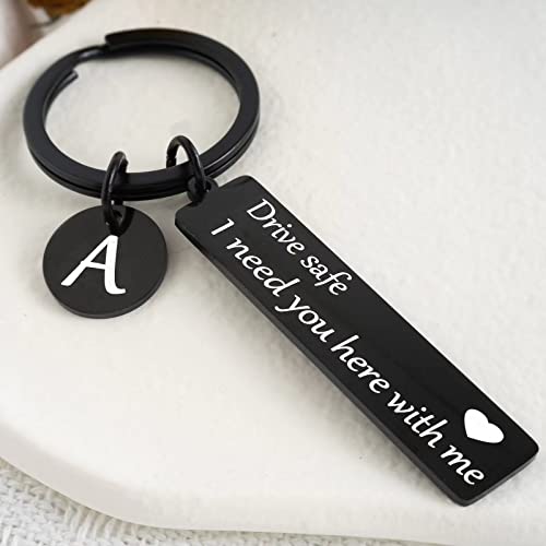 VICKHU drive safe keychain for boyfriend,26-letter keychain,gifts for boyfriend on birthday christmas valentines day