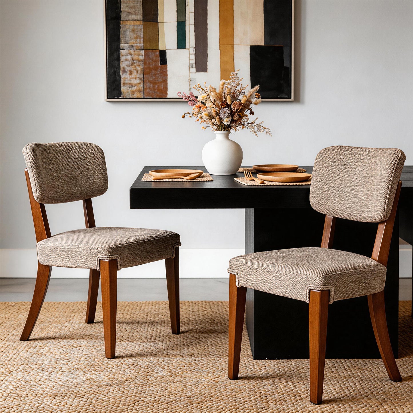 Modern Armless Dining Chairs Set Of 2, Brown, Contemporary Side Chairs With Wood Legs   Versatile Accent Chairs For Dining Room, Kitchen, Or Living Room