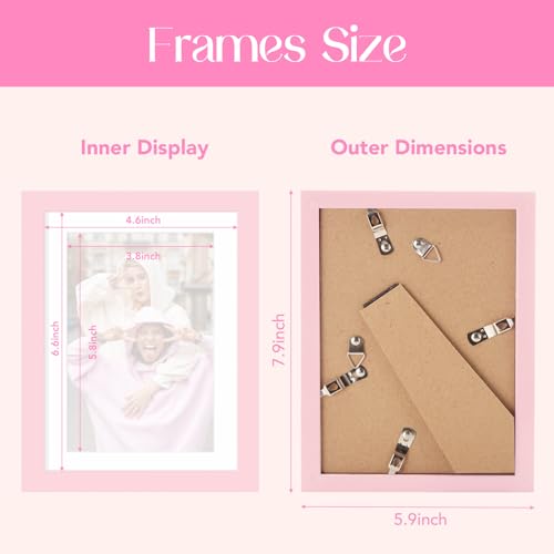 TWING 5x7 Picture Frame,Light Pink Photo Frame Display Picture 4x6 with Mat or 5x7 Without Mat,Colored Photo Collage Frame...