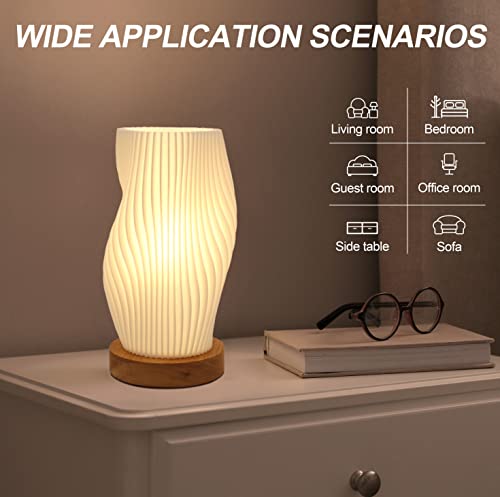 Zenply Novelty Small Table Lamp for Bedroom,Vintage Style Striped Small Night Light Lamp, Mini Bedside Lamp for Living Roo...