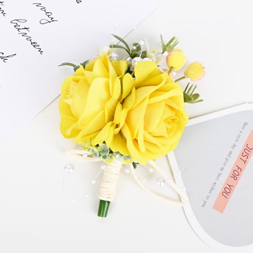 MAFELOE Corsage Boutonniere Set 2 Pieces, Artificial Rose Flowers Accessories for Wedding Prom Party Homecoming Celebratio...
