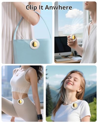 SBMKK Portable Silent Mini Bladeless Fan, Clip On Fan for Shirt, 3 Speeds & Queit, Hands Free Waist Whirlwind Fans, USB Re...