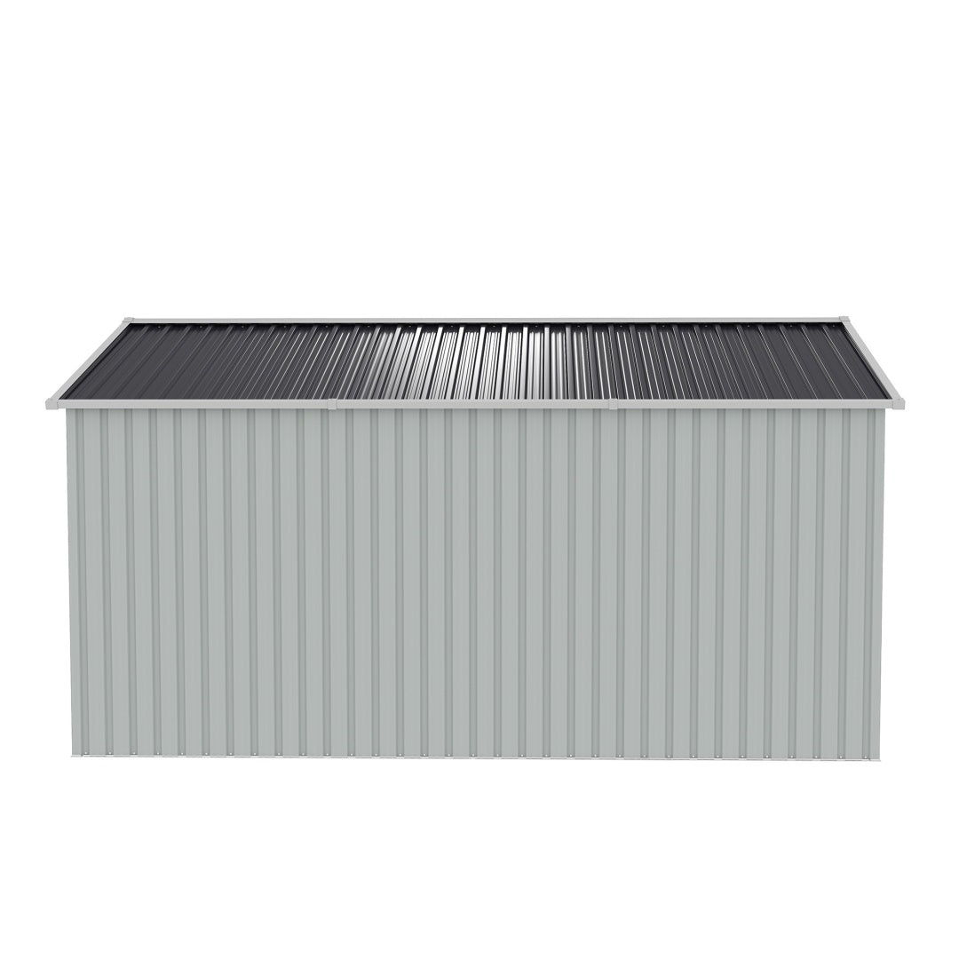 10x12 FT Outdoor Metal Storage Shed, Large Storage Sheds With Sturdy Frame Structure, Metal Garden Tool Shed With Lockable Door For Garden,Gift A Foldable Flower Pot Stand, Backyard, WHIT