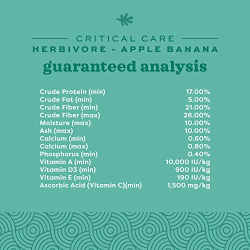 Oxbow Critical Care Herbivore, Emergency Rabbit & Guinea Pig Food, Natural Apple Banana Flavor, Critical Care Herbivore, A...