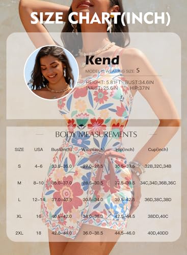 Herseas Womens One Shoulder One Piece Swimsuit with Matching Skirt Set Cover Up Wrap Floral Print Bathing Suit Swimwear