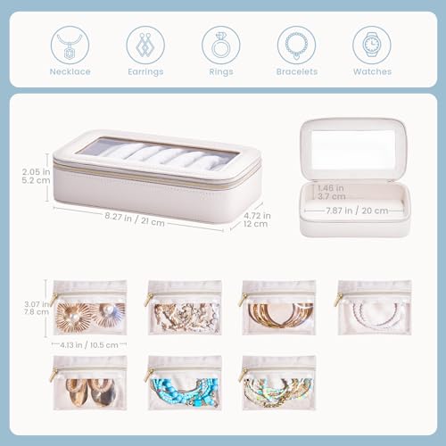 Lolalet 8 in 1 Travel Jewelry Case with Velvet Pouches, Clear Window Travel Jewelry Organizer Bags for Earrings, Bracelet...