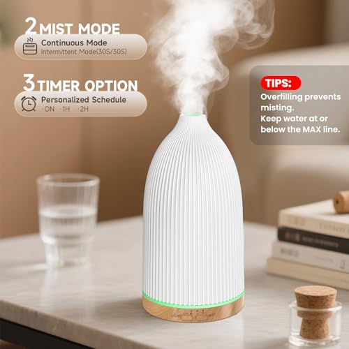 URPOWER 100ML Essential Oil Diffusers for Home, Ultrasonic Aromatherapy Diffuser with 7 Color Changing Lights, Timer & Aut...