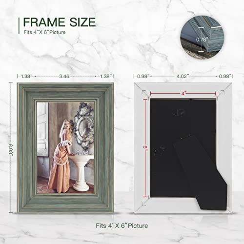 XUANLUO 3 Pack 4x6 Inch Picture Frames Farmhouse Rustic Vintage Distressed Wood Grain Photo Frame with HD plastic cover fo...