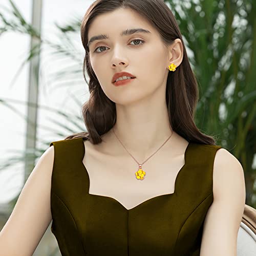 EleQueen Rose Flower Necklace Earrings Bracelet Set 14K Gold Plated Hypoallergenic Jewelry Sets Gift for Women