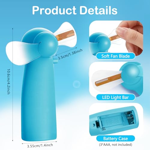 EUBUY 18PCS Portable Handheld Mini Battery Powerful Fan, 6 Colors LED Neon Glow Light-up Message Fan Summer Gift for Trave...