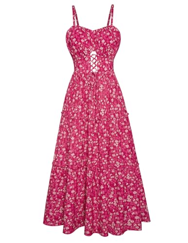 GRACE KARIN 2026 Women's Spaghetti Vacation Sundress Summer Beach Flowy Boho Floral Maxi Dresses with Pockets