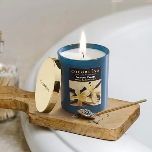 COCORRÍNA Fall Candles - Bourbon Vanilla 5 oz Soy Wax Scented Jar Candles for Home Scented, 31 Hours Burn Time, Aromathera...
