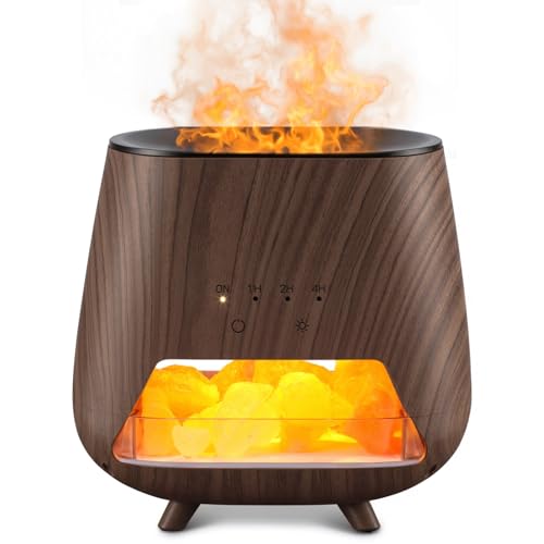 JJNJJN Essential Oil Diffuser for Home: 200ml Aromatherapy Diffuser with Himalayan Pink Salt Rock, Cool Mist Humidifier wi...