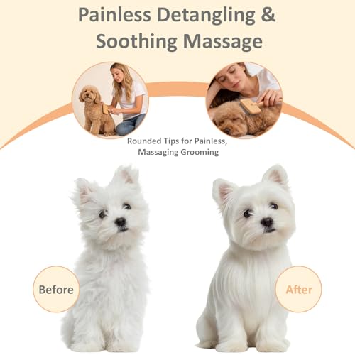 Slicker Brush for Dogs and Cats, Grooming Brush for Long & Short Hair Pets, Gentle Coated Bristles for Shedding, Mats & Ta...
