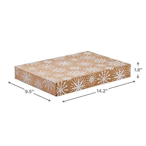 Hallmark Medium Christmas Gift Boxes with Lids (12 Shirt Boxes, 3 Designs: Navy Snowflakes, Gold Trees, Peace on Earth) fo...
