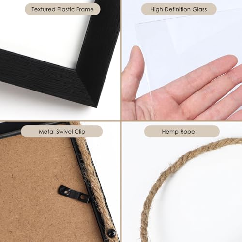 QUTREY 4x6 Picture Frames Collage Black, 3 Openings 4 x 6 Vertical Hanging Photo Frames Display 4 by 6 inch Pictures for W...