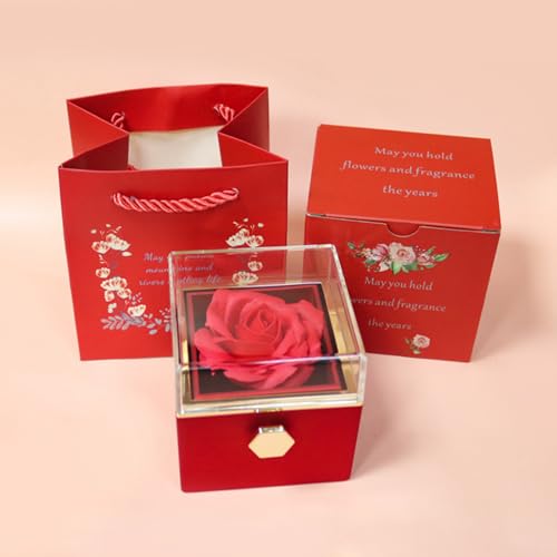 JYCMMFC Romantic Gifts for Her Rose Ring Box Jewelry Box Artificial Flowers Eternal Rose Box Anniversary Wedding Valentine...